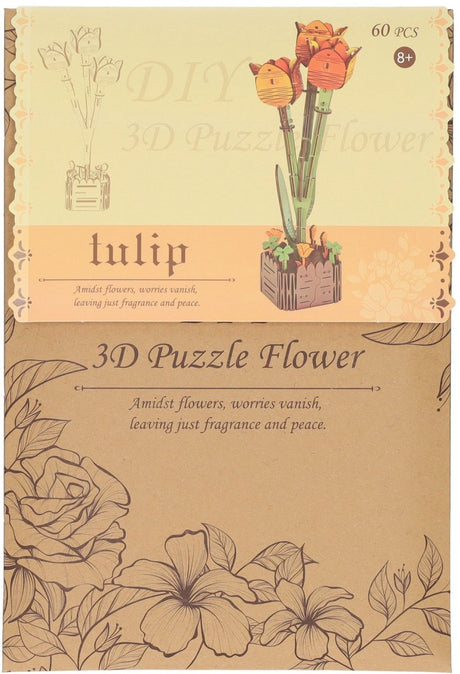 3D-Bausatz Tulpen aus Holz - 60 Teile.