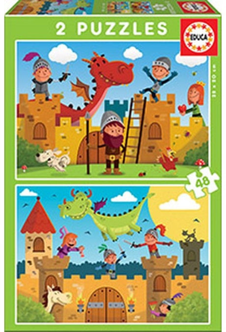 Educa - Puzzle - 2 x 48 Teile - Die Drachenburg
