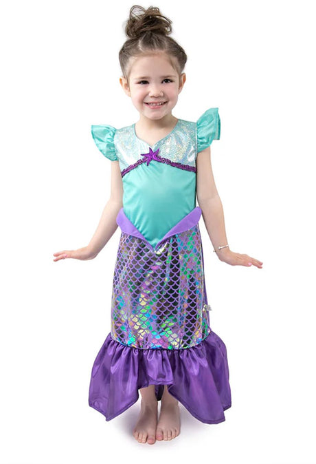 Kleine Abenteuer – lila glitzerndes Meerjungfrauenkleid – Größe 98–104