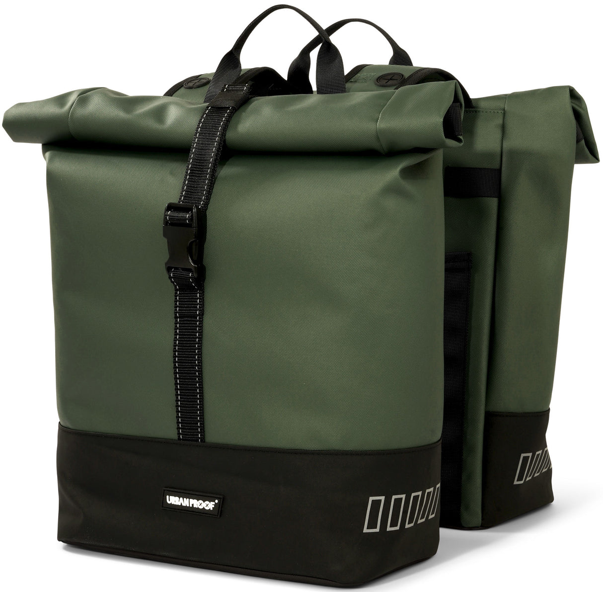 Urbanfester städtischer Rolltop Doppelfahrradbeutel 38 Liter grün