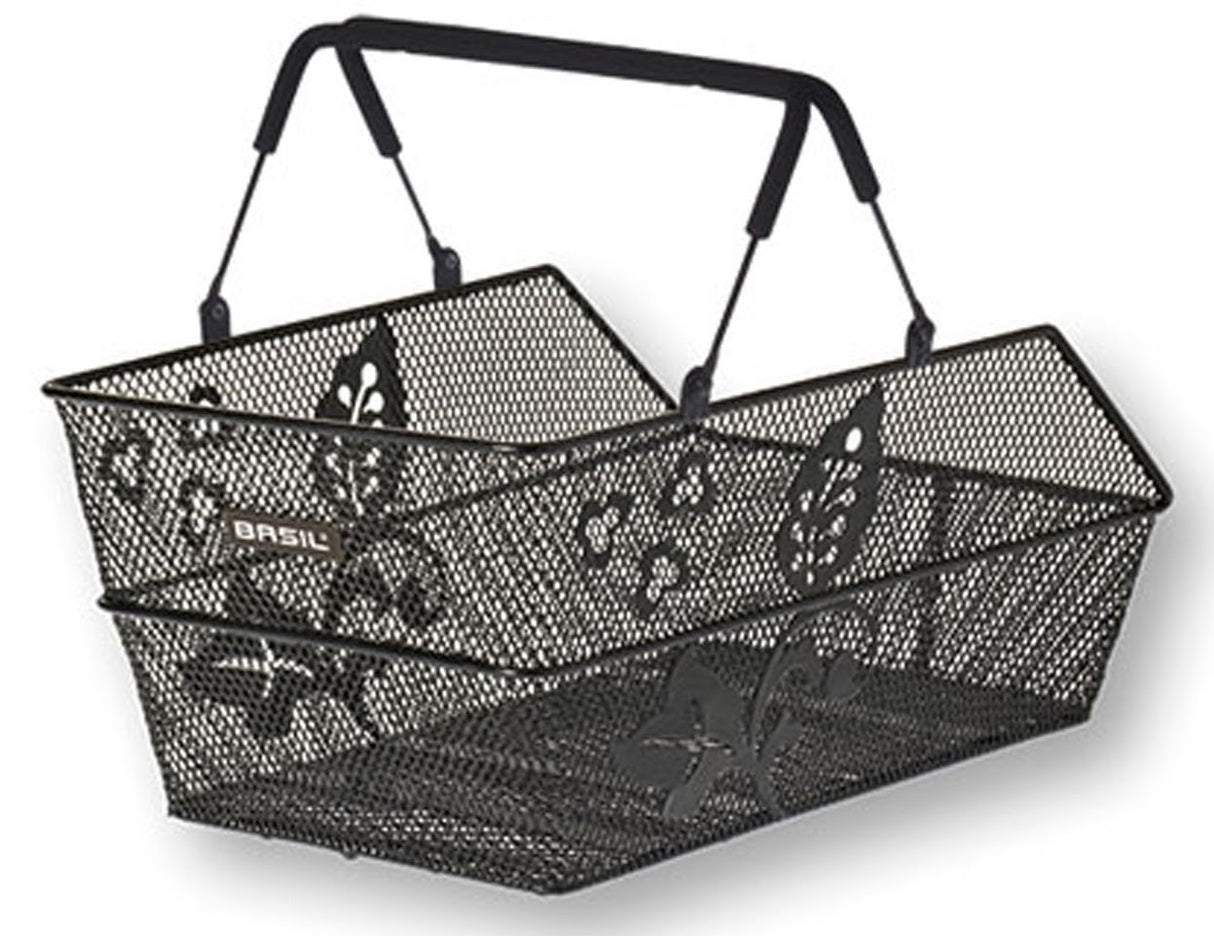 Basil Cento Flower Multi Bicycle basket on the back black