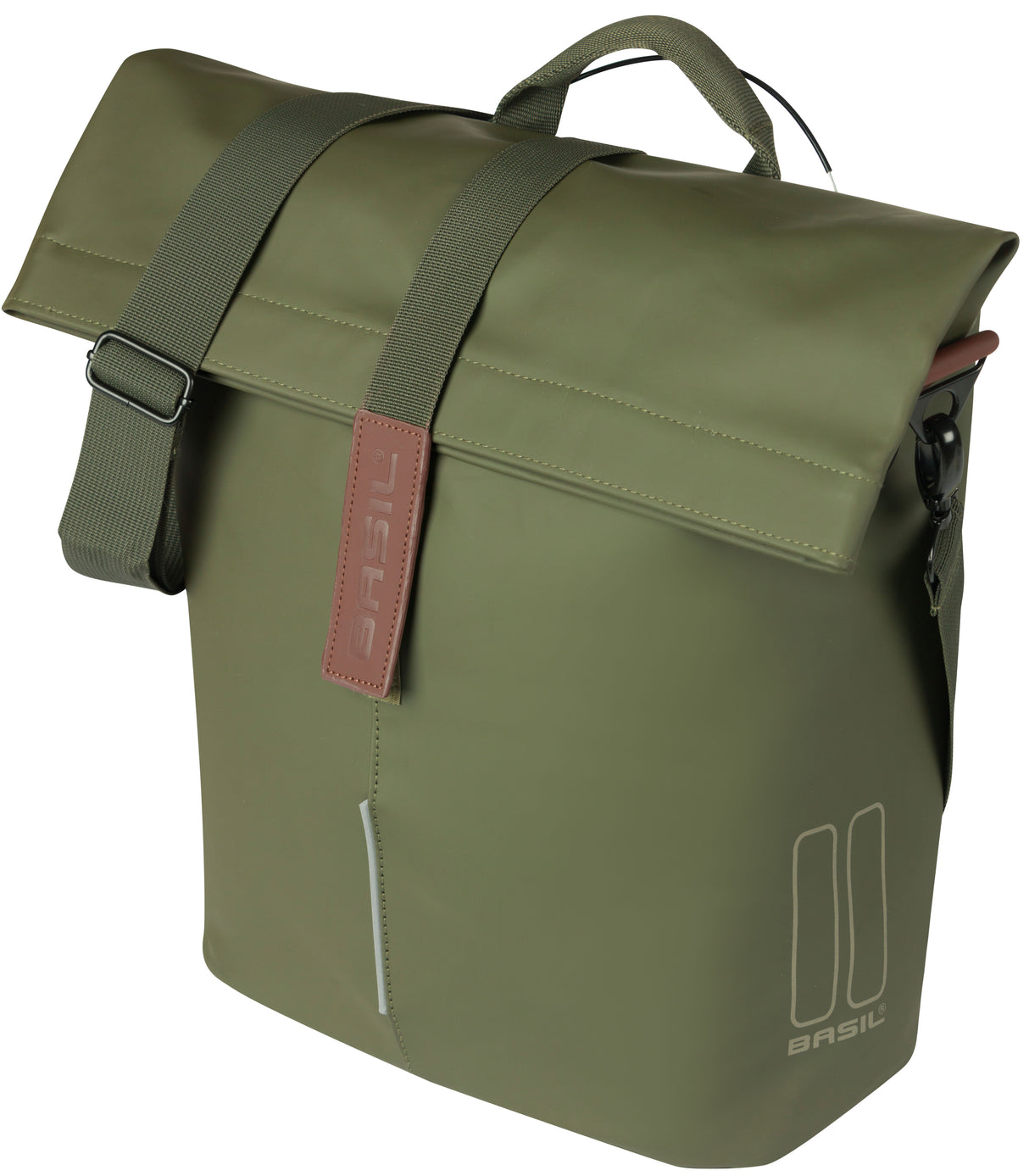 Basil fietsshopper city mik studs 14-16 liter 11 x 29 x 36 cm moss green