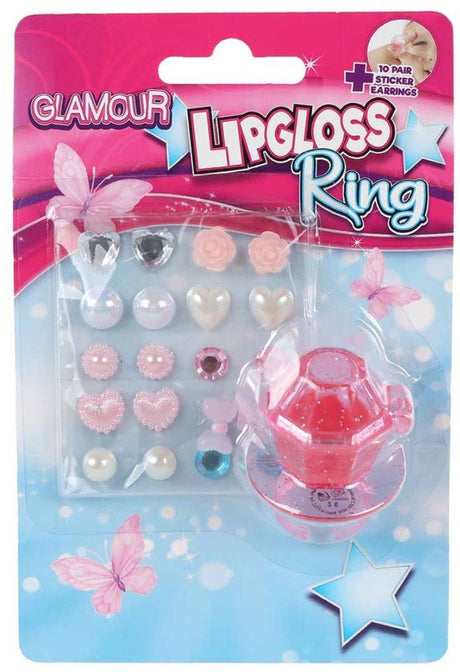 Glamour-Lipgloss-Ring und 10 Paar Ohrringaufkleber