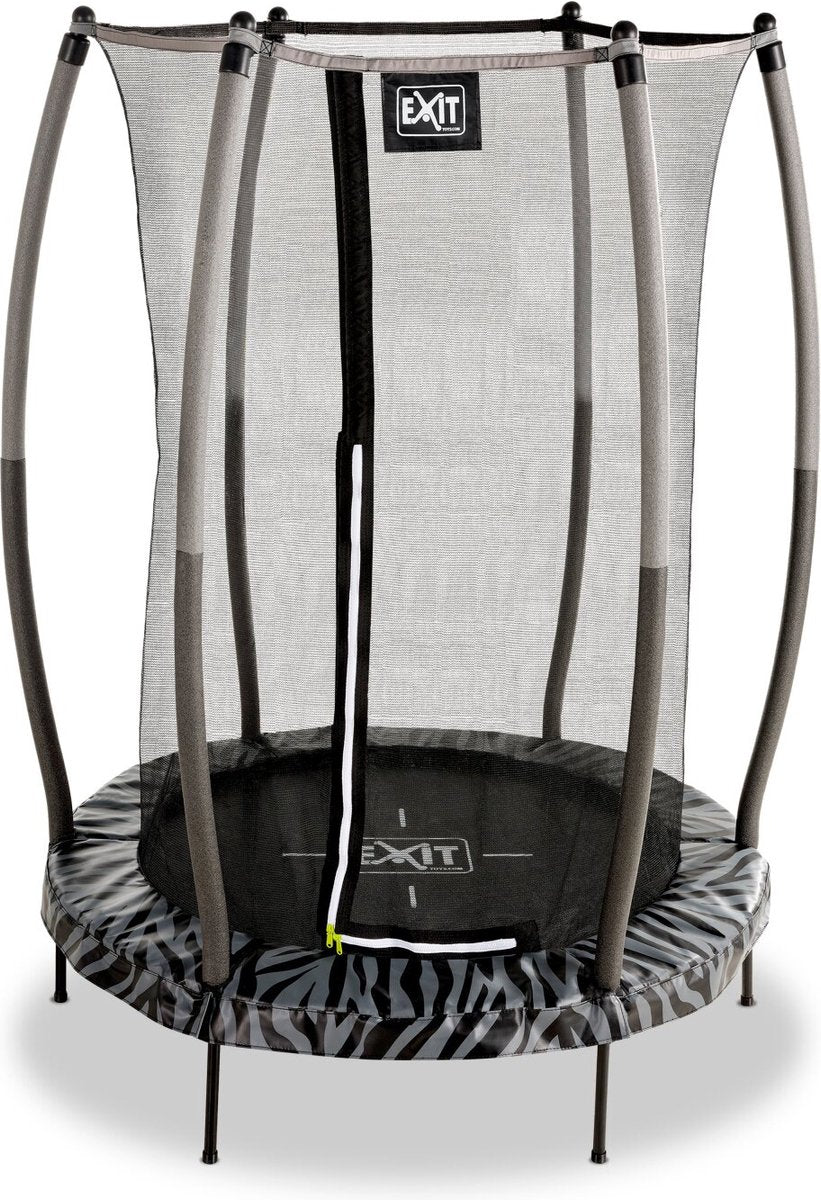 Exit toys exit tiggy trampoline ø140cm - met veiligheidsnet - rond - kindertrampoline - zwart grijs