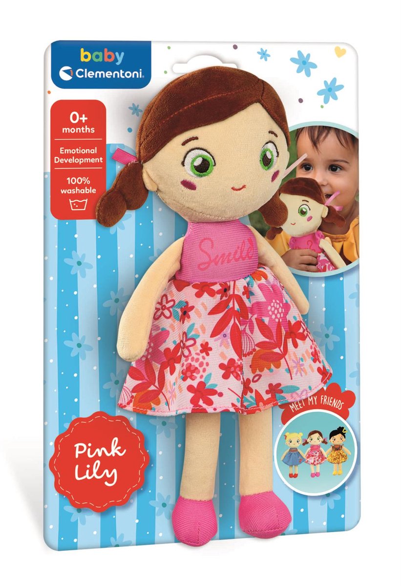 Clementoni baby zachte pluche pop roze lilly