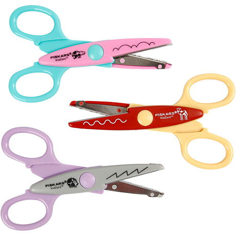 Creativ Company Fiskars Kidzors Zackenschere, Nilpferd, Kameligel, 3 Stück 1 Box