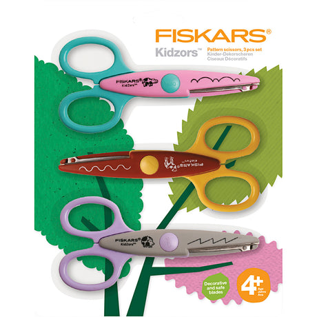 Creativ Company Fiskars Kidzors Zackenschere, Nilpferd, Kameligel, 3 Stück 1 Box