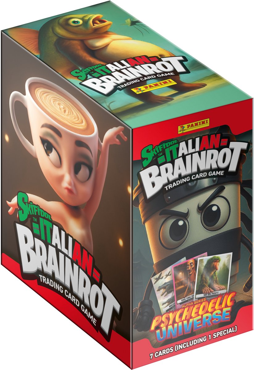 Panini italian brainrot trading cards flow packs display (24)