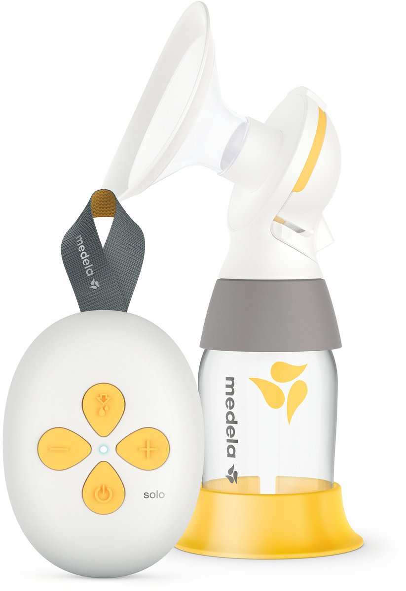 Medela Solo-Milchpumpe – einzelne elektrische Milchpumpe – kompakt und leicht – wiederaufladbarer Akku – USB-Ladegerät