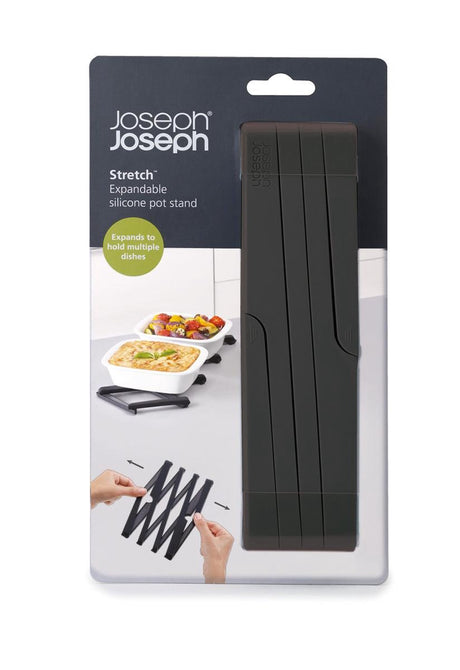 Joseph Joseph ausziehbarer Pfannenuntersetzer – hitzebeständiges Silikonmaterial – Schwarz