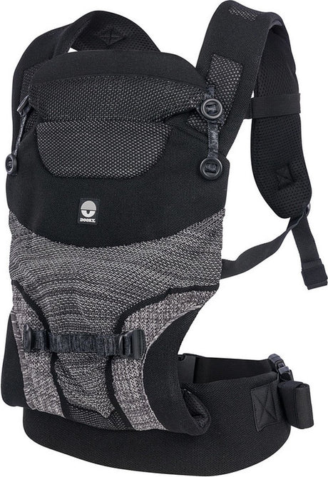 Dooky Babytrage – Babytrage Terra Nova Schwarz – Kindertrage – Kleinkind- und Babytrage 3,5-15 kg – ergonomische M-Position – Rückentrage – verstellbar und atmungsaktiv – Babytragen – Babytrage