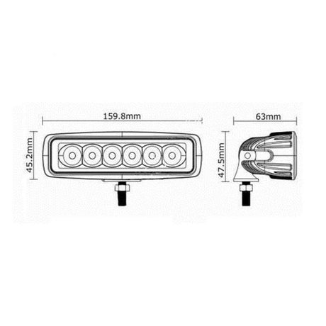 Arbeitsleuchte rechteckig LED 160 mm
