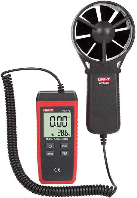 Uni-t UT363s professioneller digitaler Anemometer-Anemometer für Windgeschwindigkeit und Temperatur mit LCD-Display