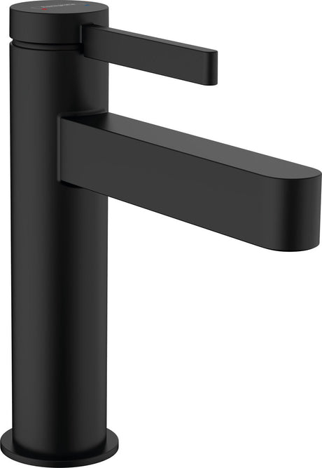 Hansgrohe finoris – Waschtisch-Mischbatterie – Einhebelbedienung – mit Ablaufgarnitur – 110 mm – mattschwarz