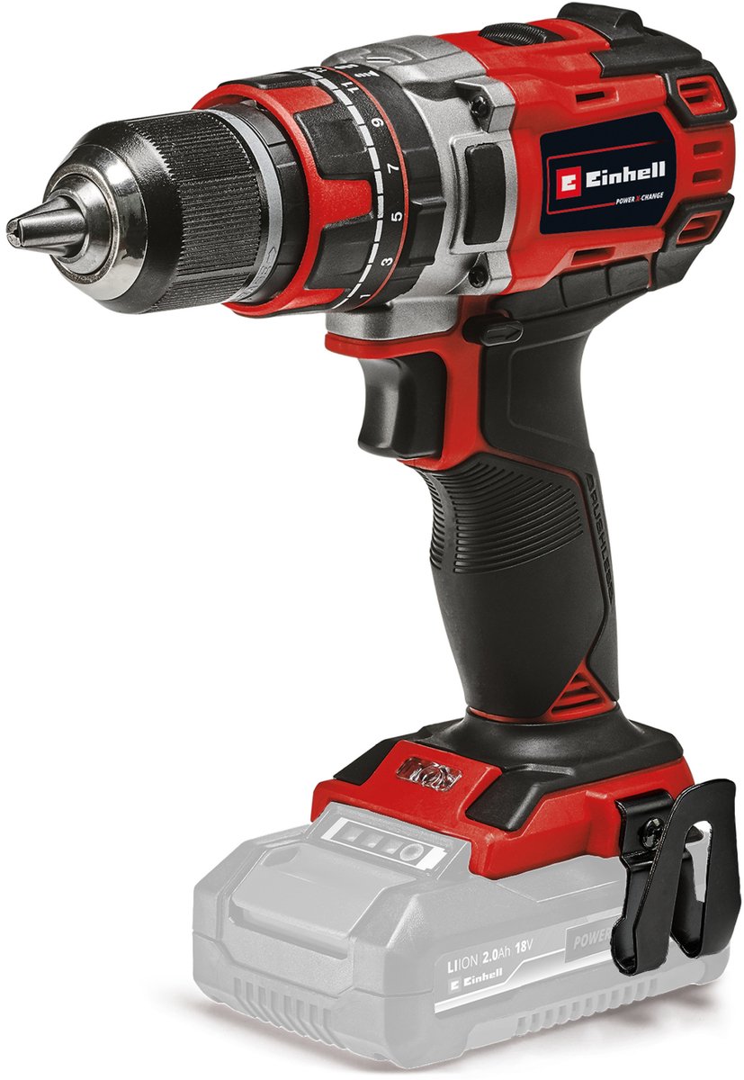 Einhell Akku-Schlagbohrschrauber TP-CD 18 50 li-i bl solo - Power X-Change - 18 V Li-Ion - mit Schlagfunktion - 2 Geschwindigkeiten - 50 Nm - bürstenloser Motor - exkl. Akku Akku und Ladegerät