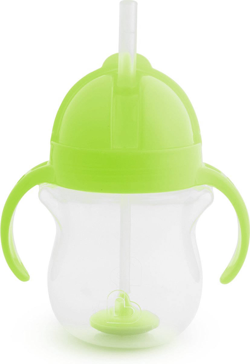 Munchkin Tip Sip Anti-Spill-Strohhalmbecher – Trinkbecher mit Strohhalm – spülmaschinenfest – ab 6 Monaten – 207 ml – grün – Trinkbecher mit Strohhalm