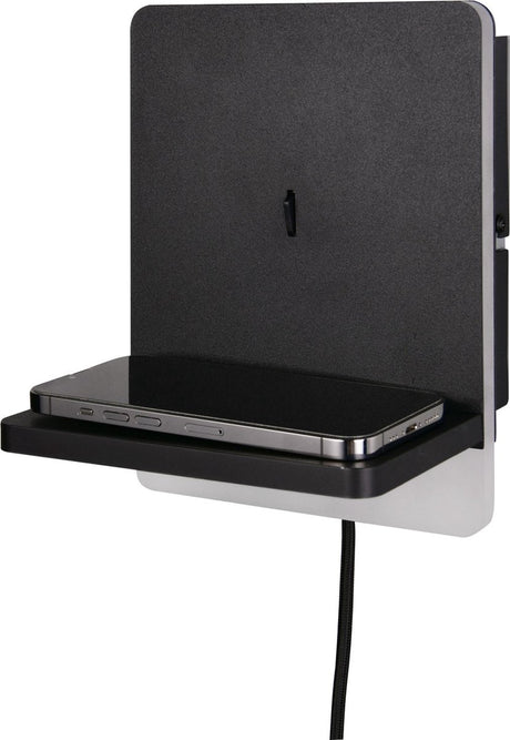 Trio Fairfield - Wandleuchte - Schwarz matt - inkl. 1x SMD 9W - USB-Anschluss mit Ladefunktion - Dimmschalter - Wandmontage - nicht extern dimmbar - induktive Ladestation - geeignet für Festmontage oder Stecker - USB-C-Anschluss mit Ladefunktion