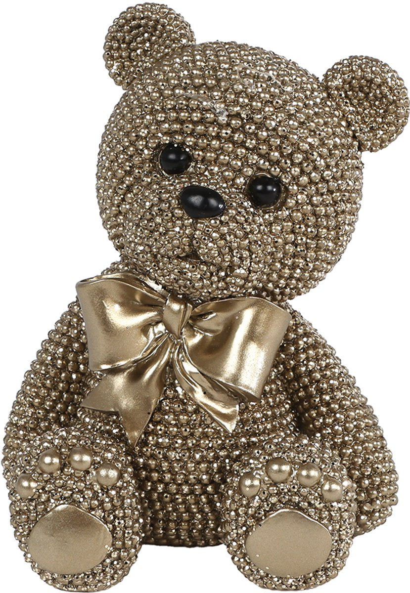 Skulptur Teddybär Gold Polystone 10x8x13cm | 3 Stück