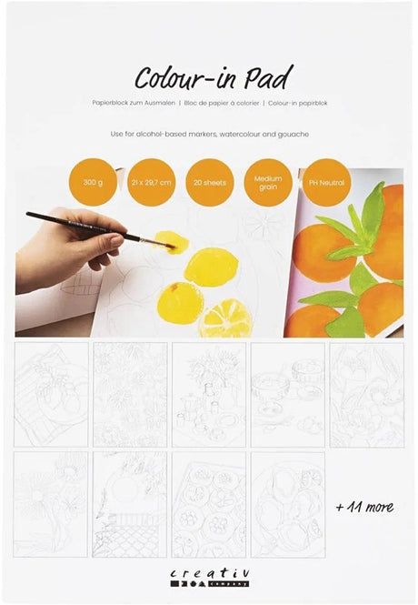 Creativ Company Farbblockpapier, A4, Blatt 210 x 297 mm, kaltgepresst, mittlere Körnung, 300 g, weiß, 20 Blatt 1 Stück