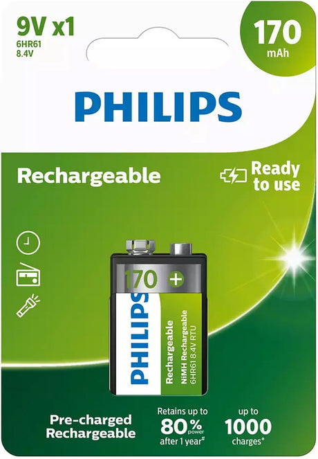 Philips 9vb1a17 – wiederaufladbare 9-V-Batterie – 1 Stück