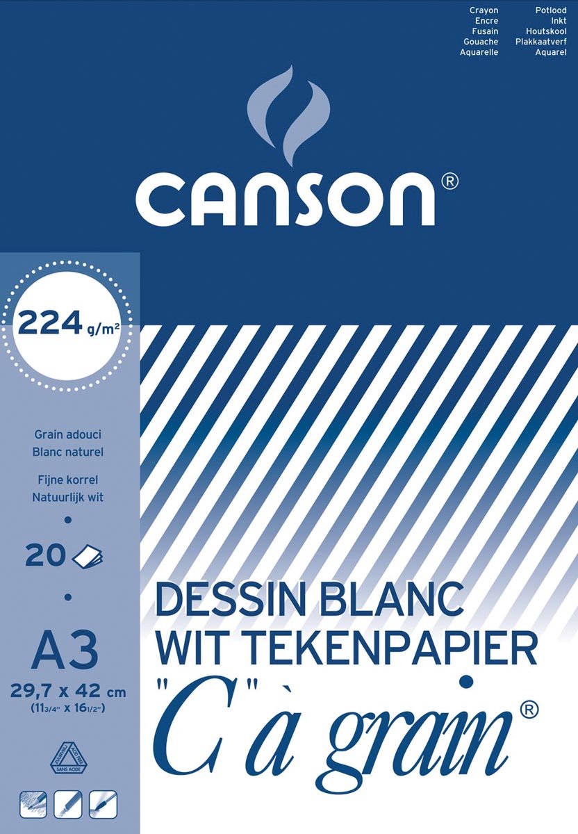 Canson Zeichenblock c à Grain 224 g m² Größe 297 x 42 cm (A3)