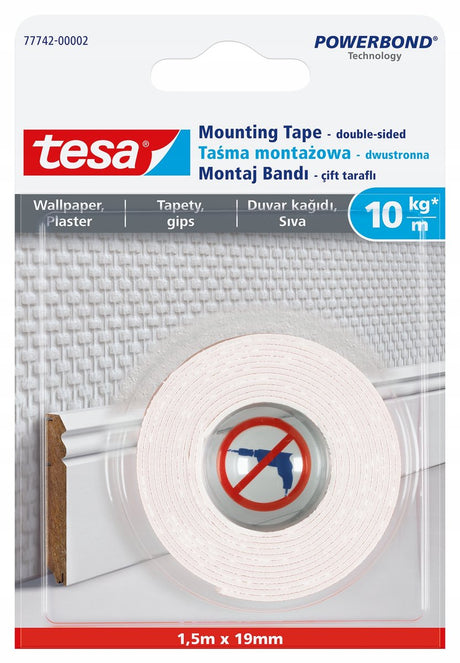 Tesa Powerbond doppelseitiges Klebeband für Tapetenstuck – 1,5 m