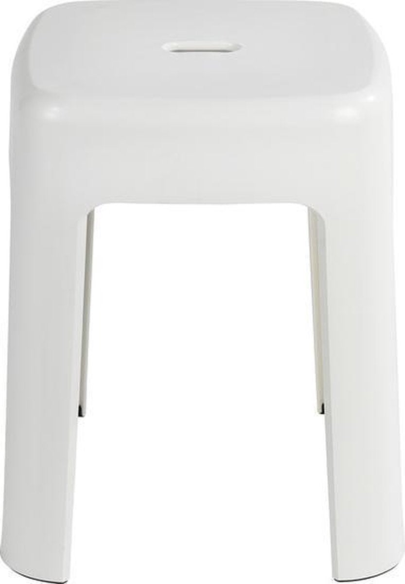 Wenko Badezimmerhocker Alaska 37x45cm weiß aus Kunststoff – Duschhocker – rutschfester Duschsitz – freistehender Duschstuhl – 250 kg Belastbarkeit – TüV GS geprüft und zertifiziert