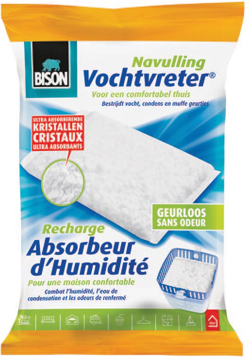 Bison Moisture Absorber® Nachfüllbeutel neutral 450 g, passend für Moisture Absorber®, gegen hohe Luftfeuchtigkeit, keine Batterie erforderlich, auch für Caravan und Camper geeignet
