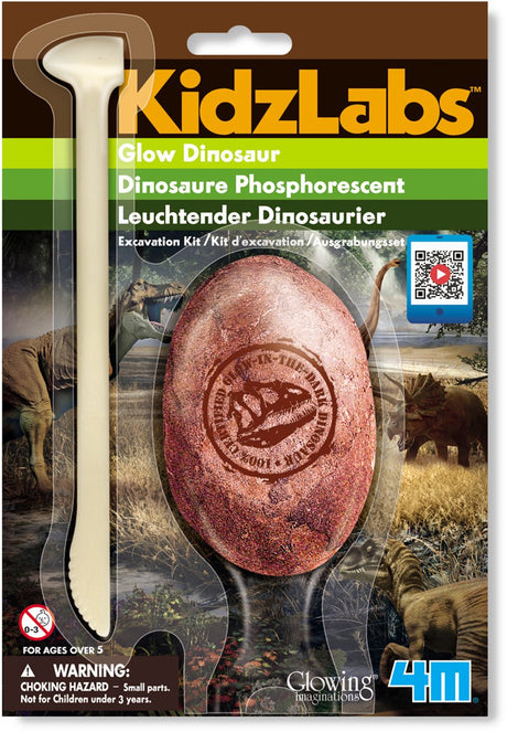 4 m langes Ausgrabungsset, das im Dunkeln leuchtet – Dino – Wissenschaft und Spiele – 1 Stück – 6 Sorten – Kidzlabs – 5+