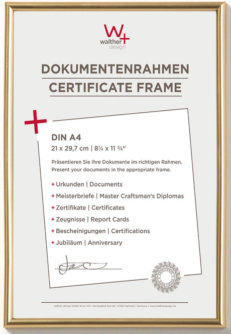 Walther Galeria - Kunststoffrahmen - Fotogröße 21 x 29,7 cm (Din A4) - Metallic Gold