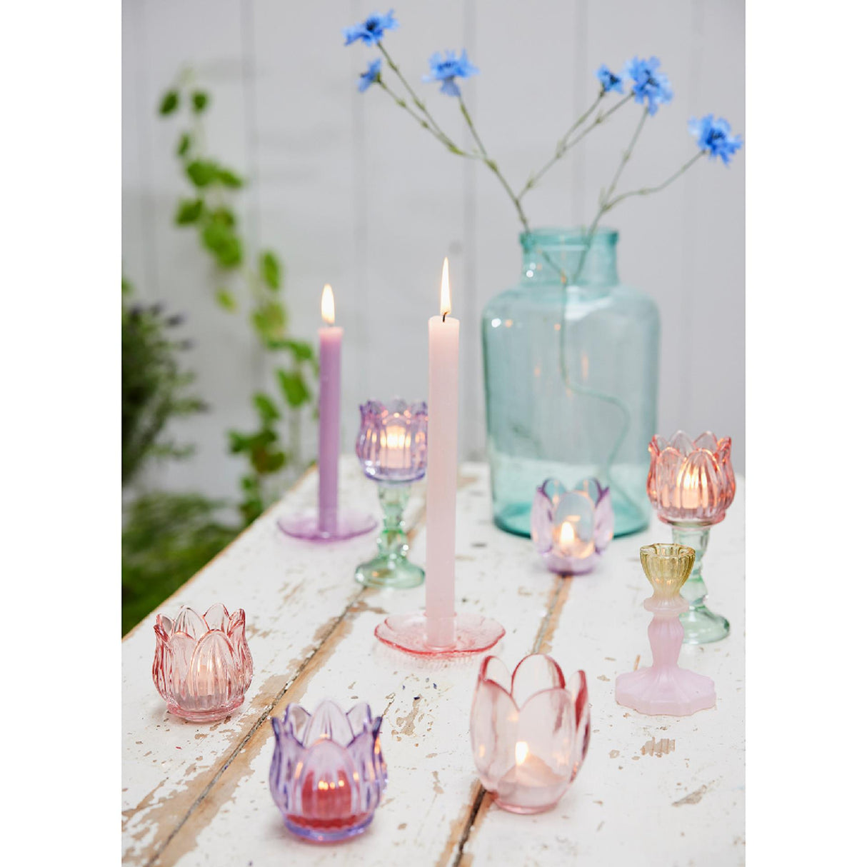 Decoris Teelichthalter Glas Tulpe H16cm