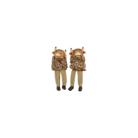 Country field countryfield beeld schotse hooglander met bungelbenen temmi bruin polystone 7x6x24cm 2 assorti