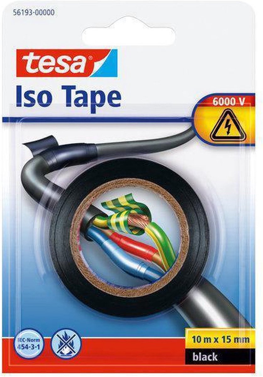 Tesa isolatietape zwart - 10 m x 15 mm