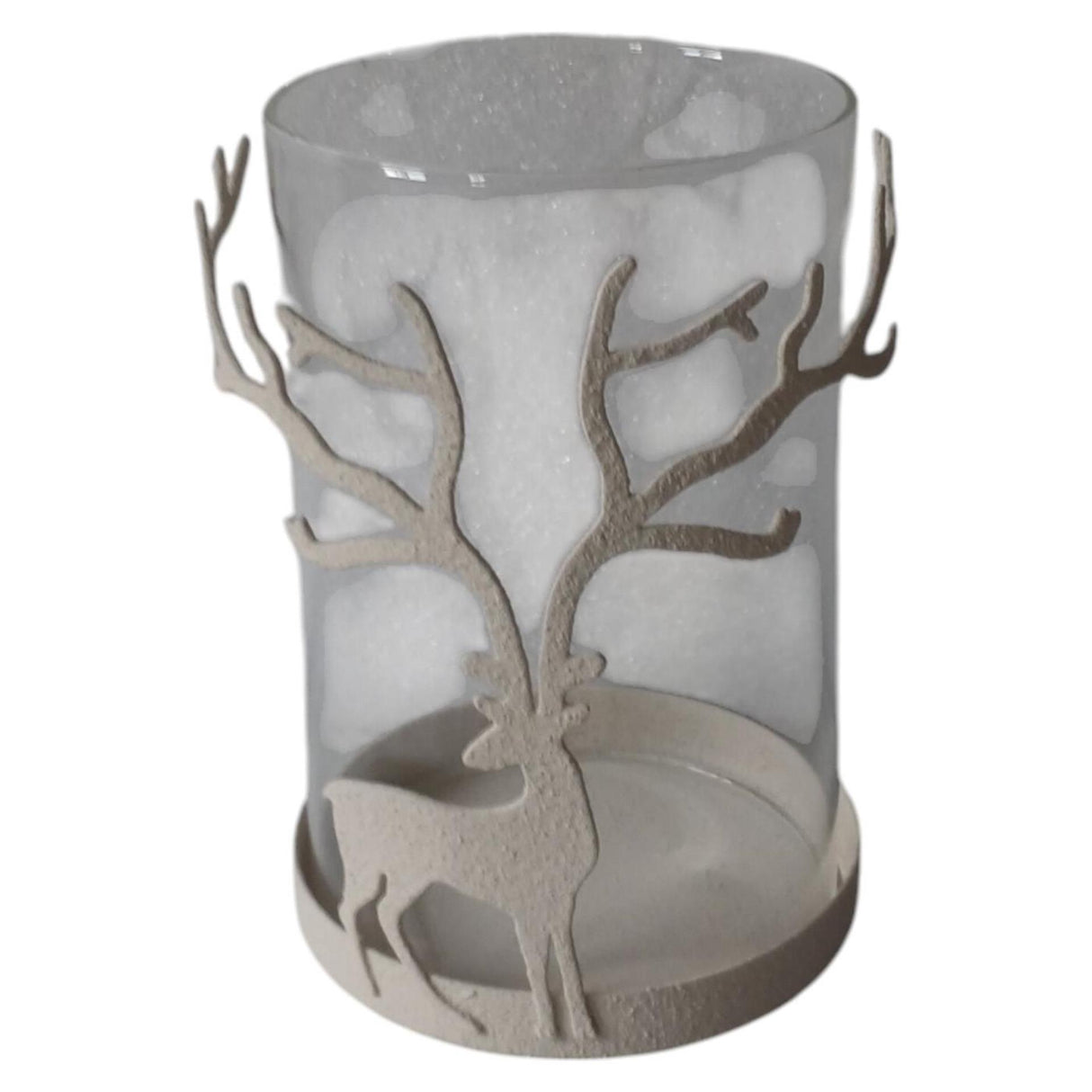 Mansion atmosphere theelichthouder rendier wit 9x9x13,5cm