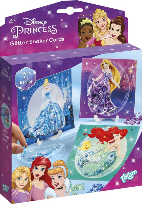 Totum Disney Princess Bastelset, luxuriöse Prinzessinnen-Glitzerkartenherstellung – mit Elsa, Ariel und Aschenputtel – Bastelspielzeug für Mädchen ab 4 Jahren