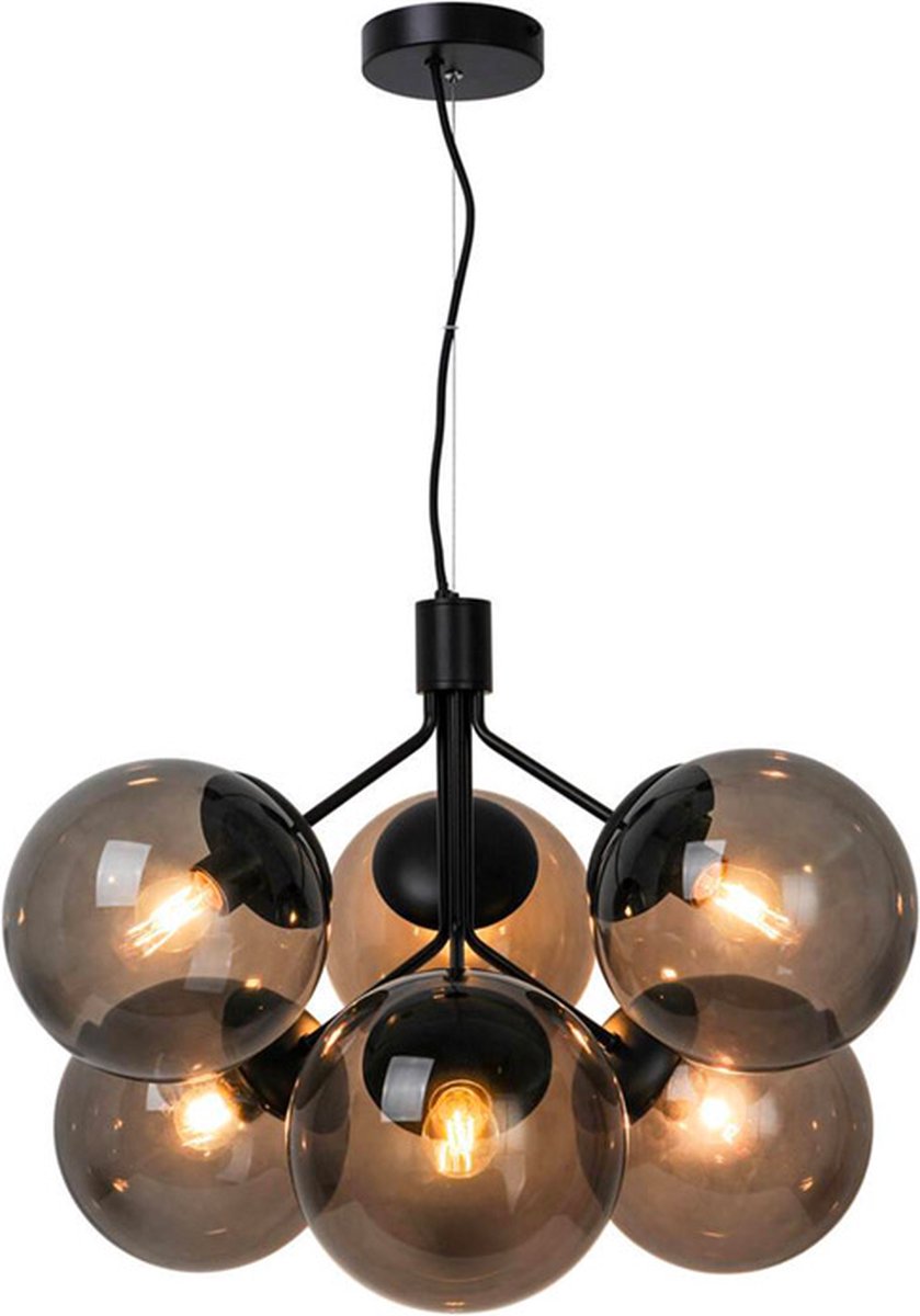 Nordlux Ivona Hängelampe-6xE27-Rauchglas schwarz