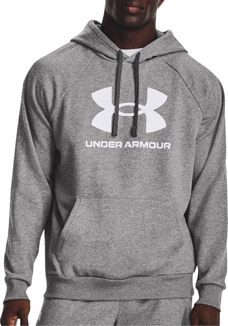 Under Armour UA Rival Fleece Logo HD-Gry Herren-Sportpullover – Castlerock Light Heather – Weiß