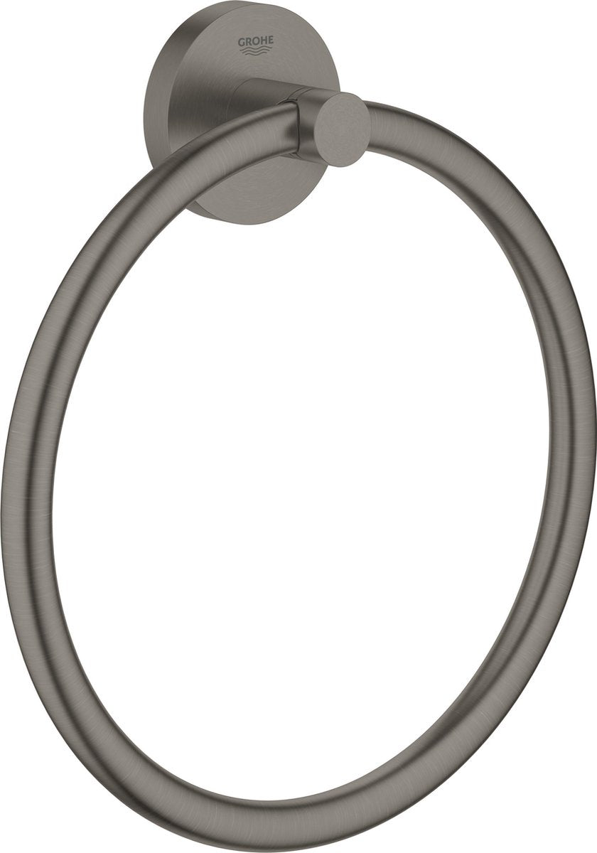 Grohe Essentials Handtuchring – Hartgraphit gebürstet (Anthrazit matt) – ø 18 cm