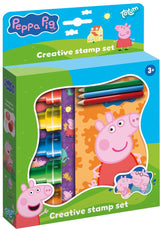 Totum Peppa Pig Kreativ-Bastelset mit Stempeln, Bleistiften und Aufklebern – Lernspielzeug, kreatives Basteln für Junioren, Stempeln und Basteln