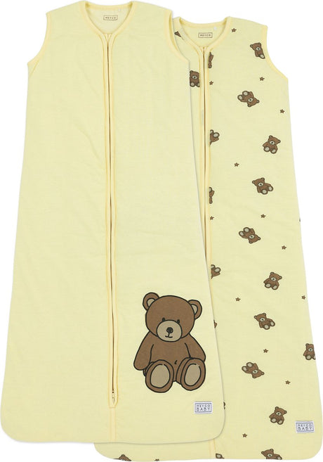 Meyco baby teddy bear baby slaapzak gevoerd - 2-pack - soft yellow - 110cm - 2.0 tog