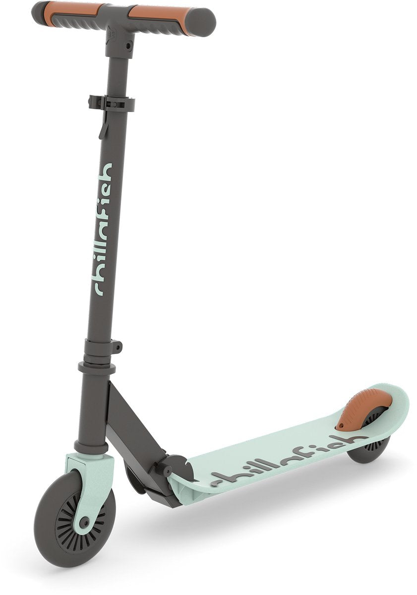 Chillafish Kinderroller Junge und Mädchen ab 5 Jahren mit Fußbremse – hellgrün – Roller mit verstellbarem Lenker – faltbar und leicht mit ABEC-5-Rädern – Modell Flexxi