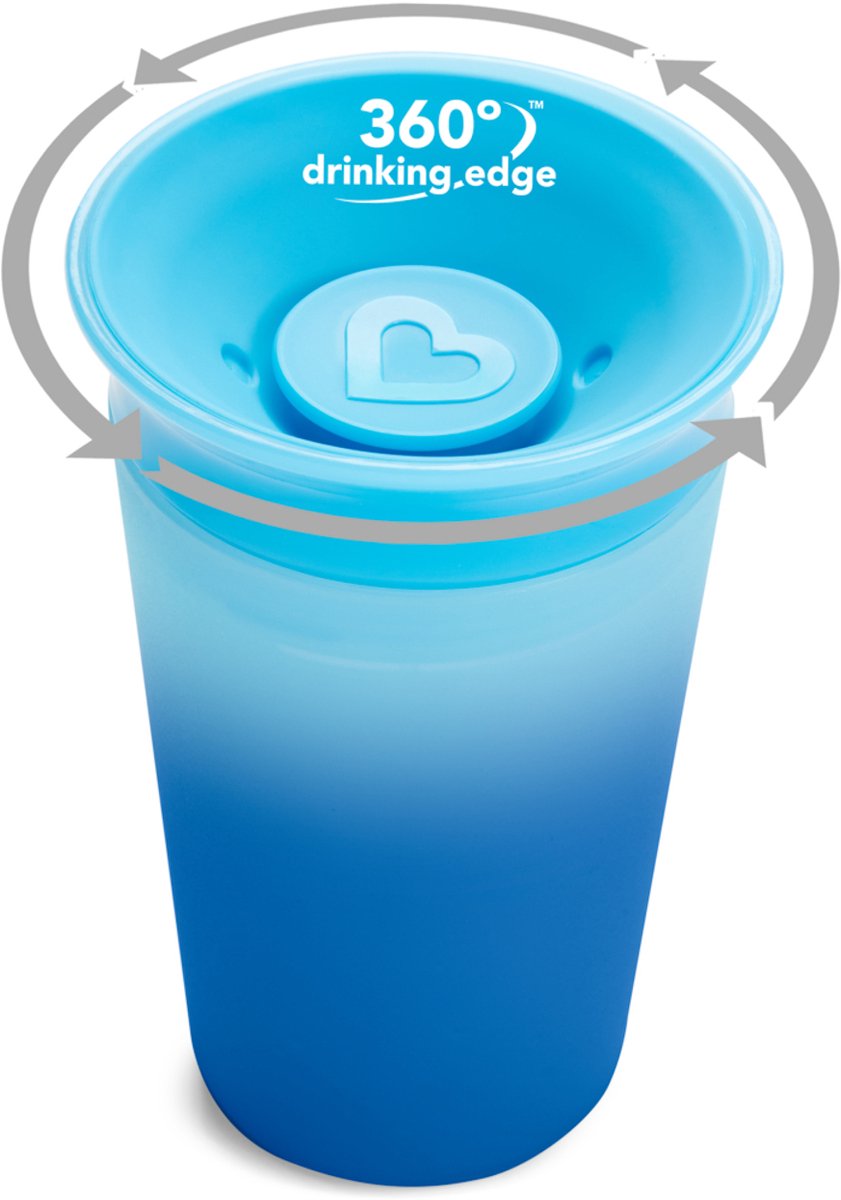 Munchkin Miracle Anti-Leck 360° Trinkbecher – Trinkbecher – Farbwechsel – hitzeempfindlich – Übungsbecher für Baby und Kind – 266 ml – Blau