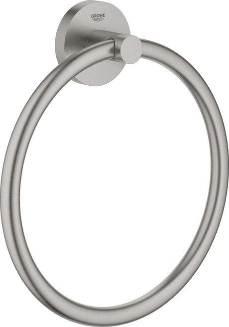 Grohe Essentials Handtuchring – Super Steel (Edelstahloptik) – ø 18 cm – 40365dc1