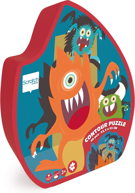 Kratzkonturpuzzle – Monster – 53,5 x 55,5 cm – 40 Teile – 3 Jahre