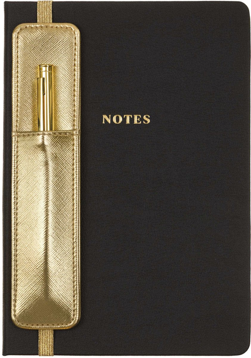 Eccolo Notizbuch – mit Stift und Halter – schwarz – Linie – ca. 15x20cm - ec-d457d