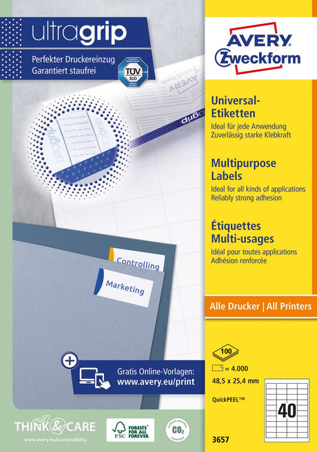 Avery huismerk 3657 universele etiket 48,5x25,4mm