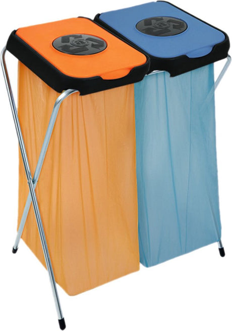 Artex ekothinks Abfallbeutelhalter – Mülleimer – Fassungsvermögen 80 Liter (2 x 40) – geeignet für 2 Beutel – Orange