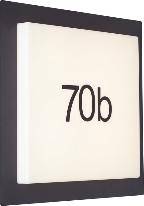 Brilliant Sten – Außenwandleuchte – inklusive Hausnummer (1–9, a–f) – LED 14 W – 30 x 30 cm – 1600 lm – 3000 K – IP44 – Schwarz und Weiß