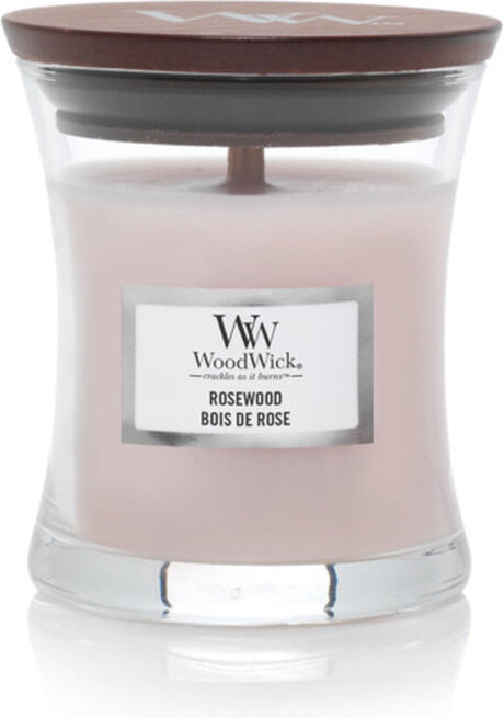 Woodwick Duftkerze Minikerze – Rosenholz – 20 Brennstunden – 85 g – 8 cm ø 7 cm