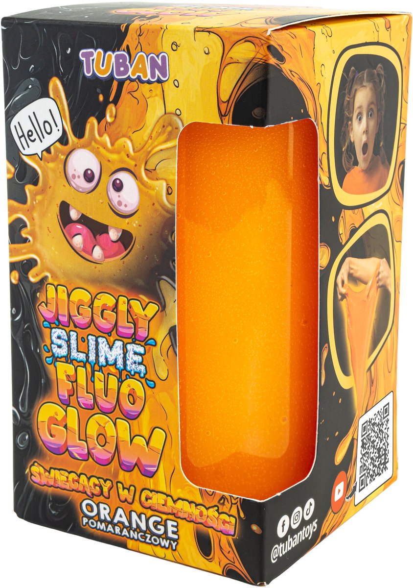 Tuban Jiggly Slime Fluo Glow – Orange 430 g Spielzeugschleim.